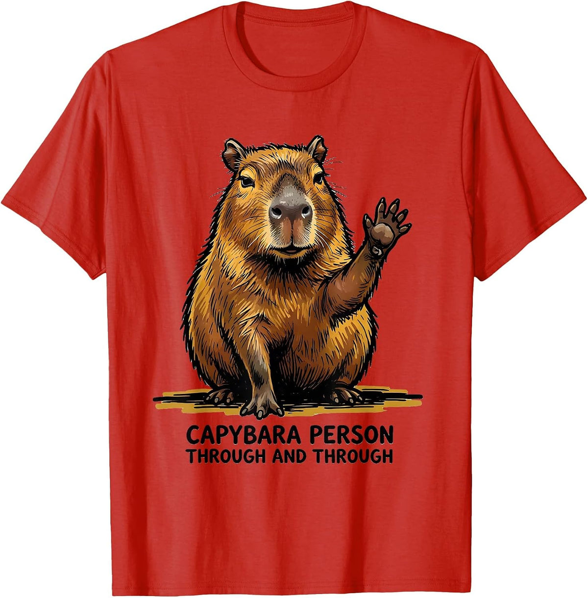 Men's Capybara Person, Through And Through Funny Animal Meme Humor T-Shirt - Red