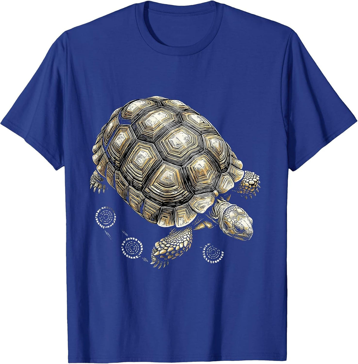Overhead Land Tortoise Woodcut Engraving Animal Lover T-Shirt - Royal Blue