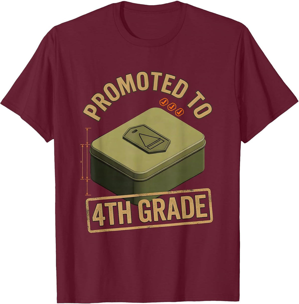 Men's PROMOTED TO 4TH GRADE Camo Fourth Grade Boy Back To School T-Shirt - Burgundy