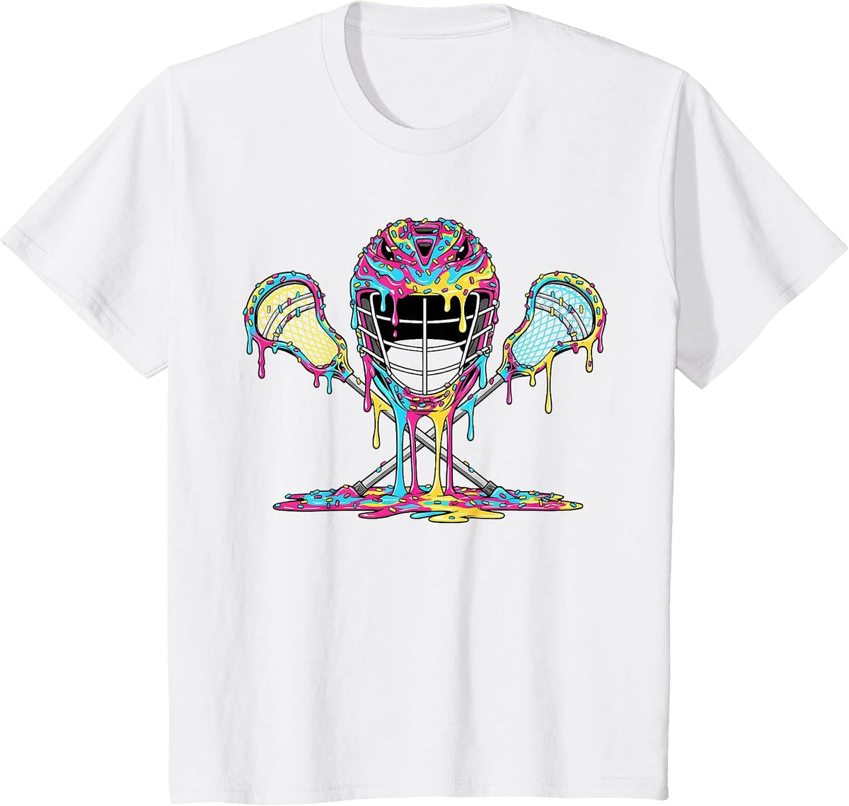 Lacrosse Drip Ice Cream Lax Helmet Sticks Sport Player T-Shirt - White