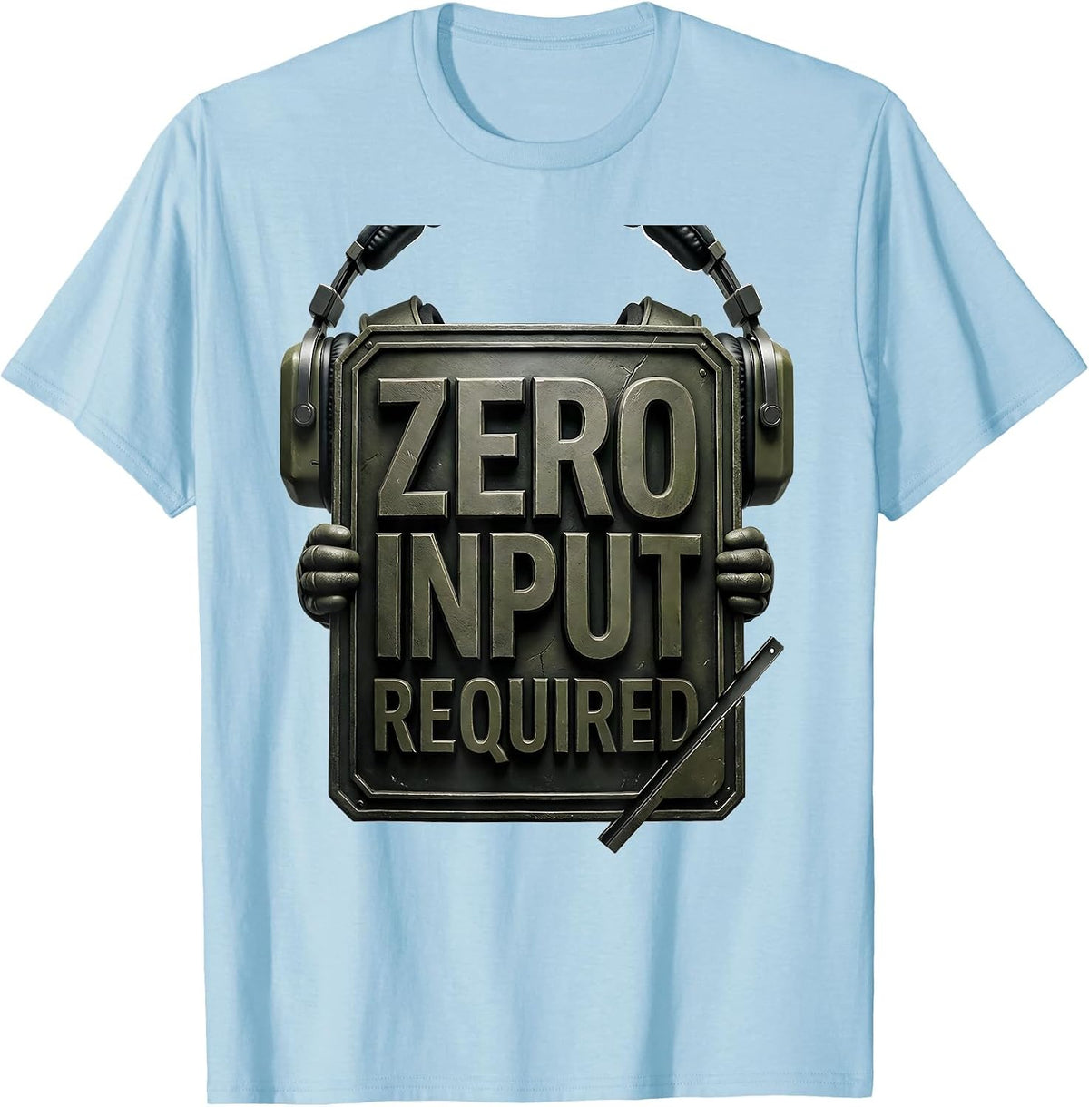 Men's Zero Input Required Funny Capybara Gamer Meme Humor T-Shirt - Baby Blue