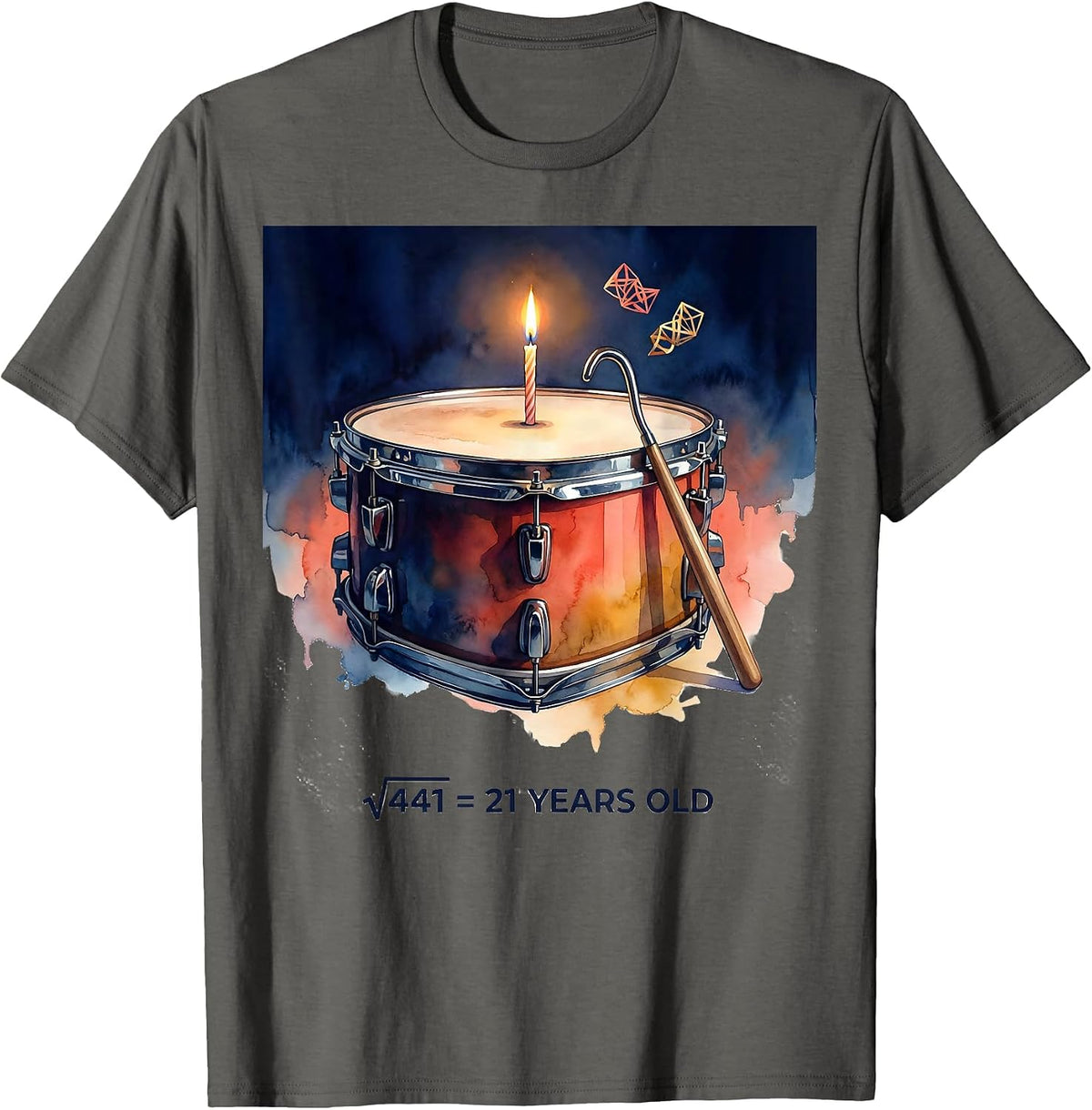 √441 = 21 Years Old Math Birthday Humor Gift T-Shirt - Asphalt Grey
