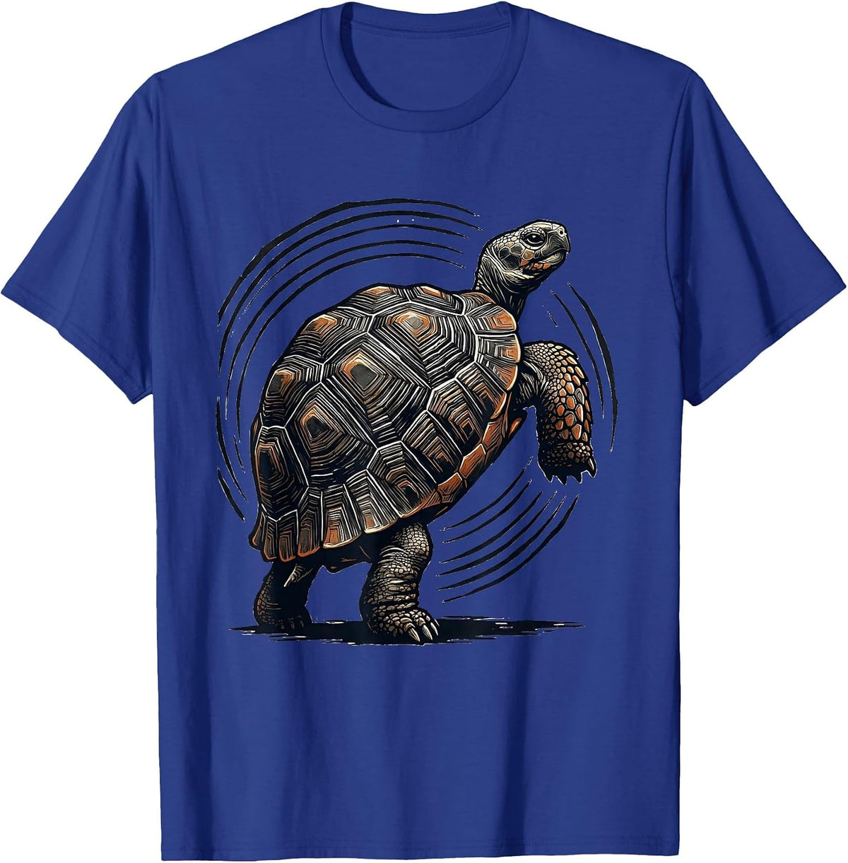 Men's Tortoise Linocut Funny Turtle Lover Gift T-Shirt - Royal Blue