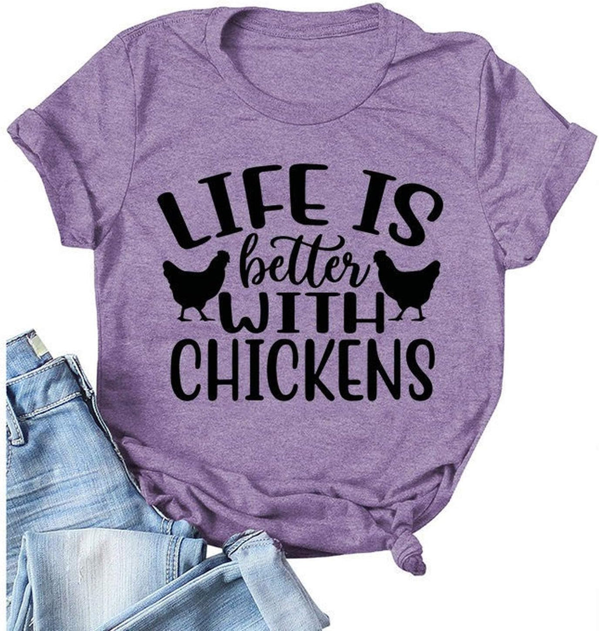 Women Life is Better with Chickens T-Shirt - Purple