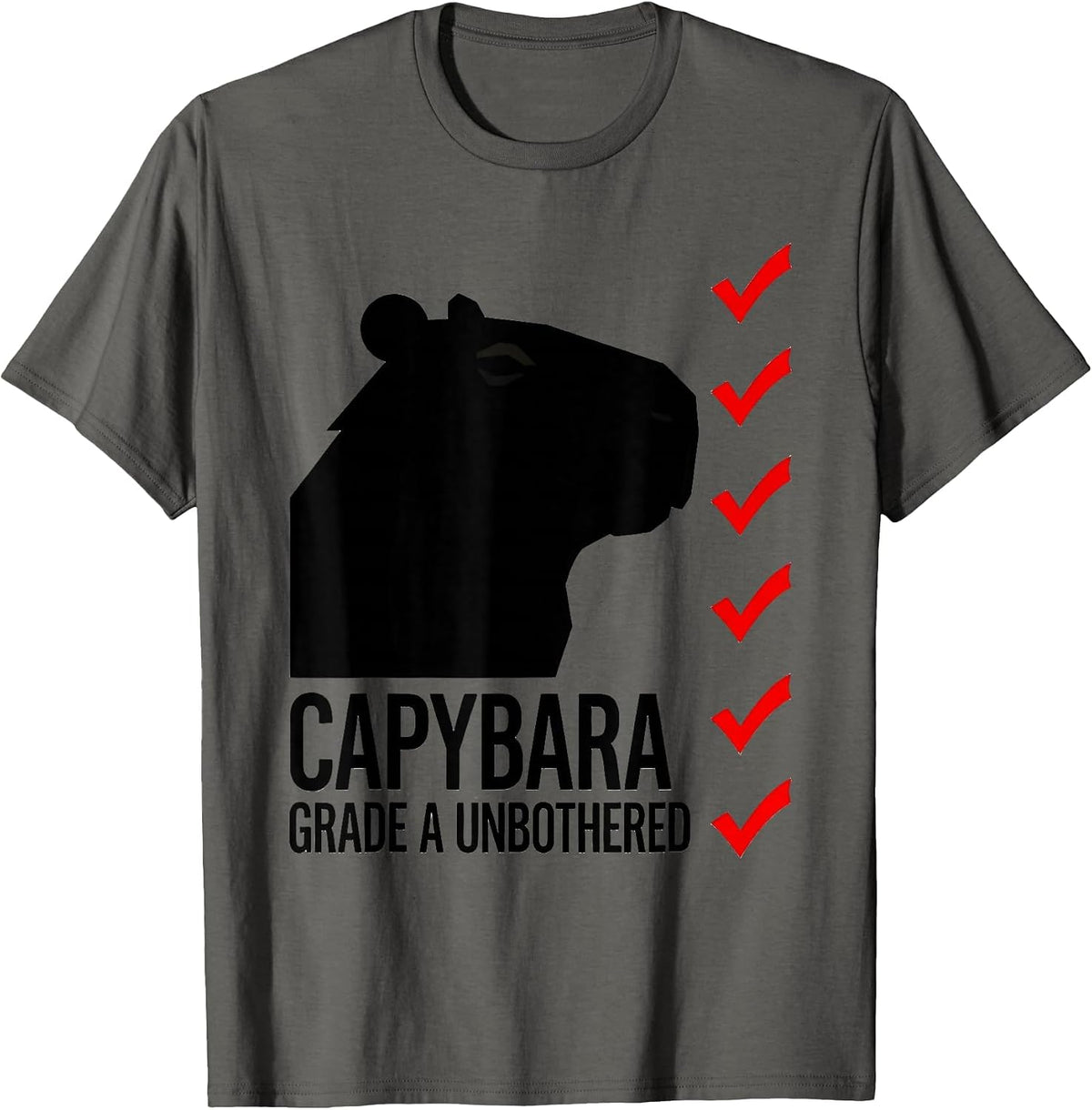 Capybara Grade A Unbothered Funny Animal Humor T-Shirt - Asphalt Grey