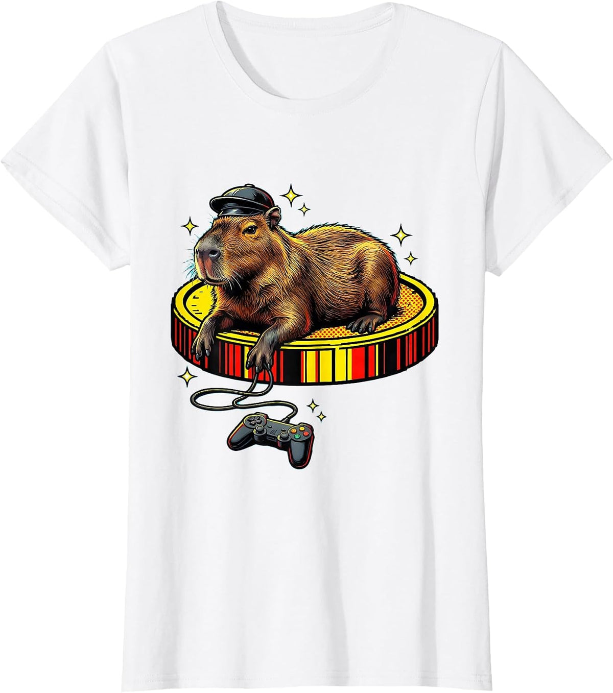 Capybara Pixel Arcade Gamer Humor Funny T-Shirt - White