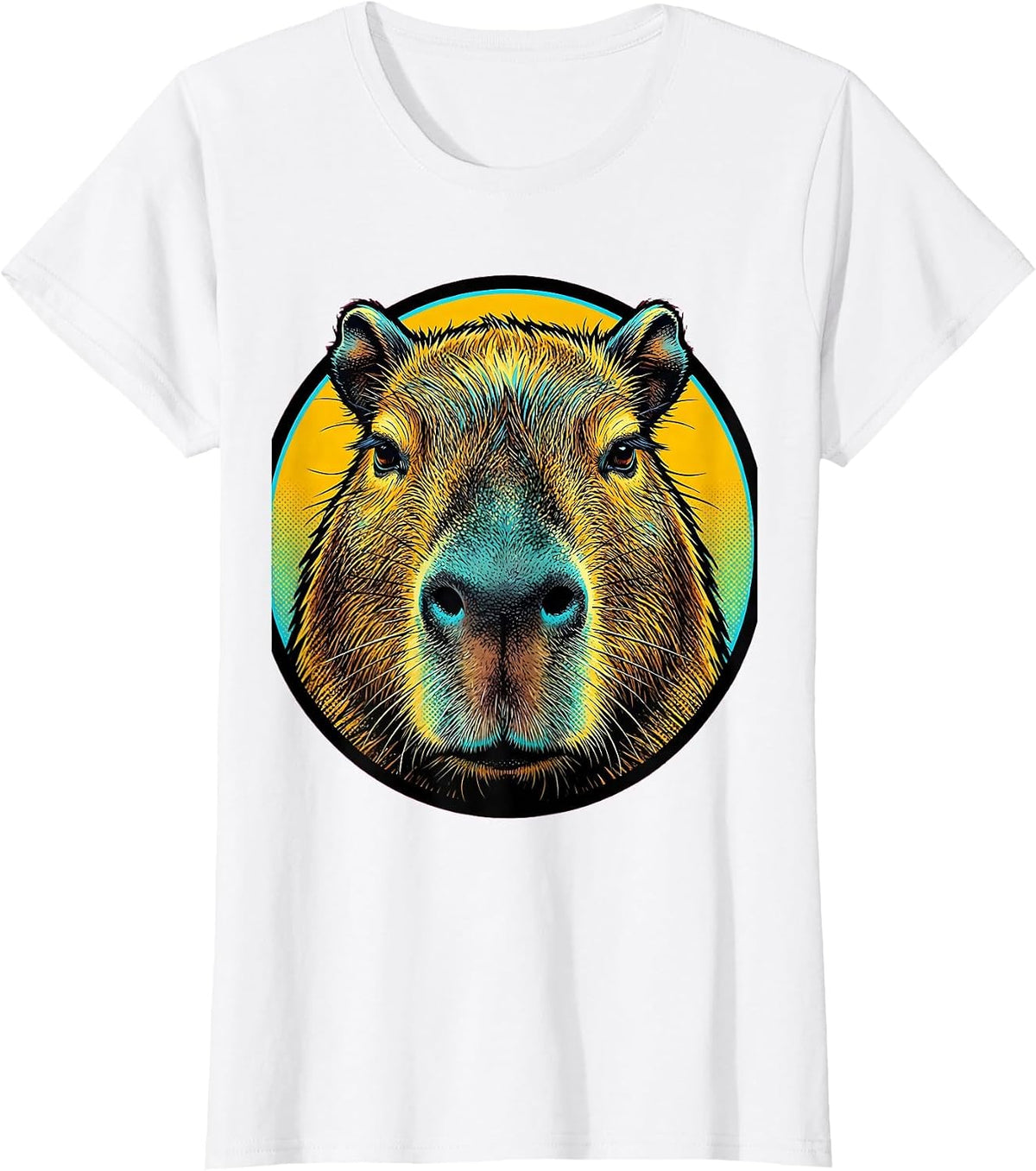 Women's Serene Capybara Close-Up Portrait Graphic T-Shirt - White