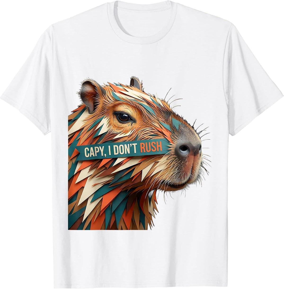 Men's Capy, I Don't Rush Funny Capybara Meme Gamer Humor T-Shirt - White
