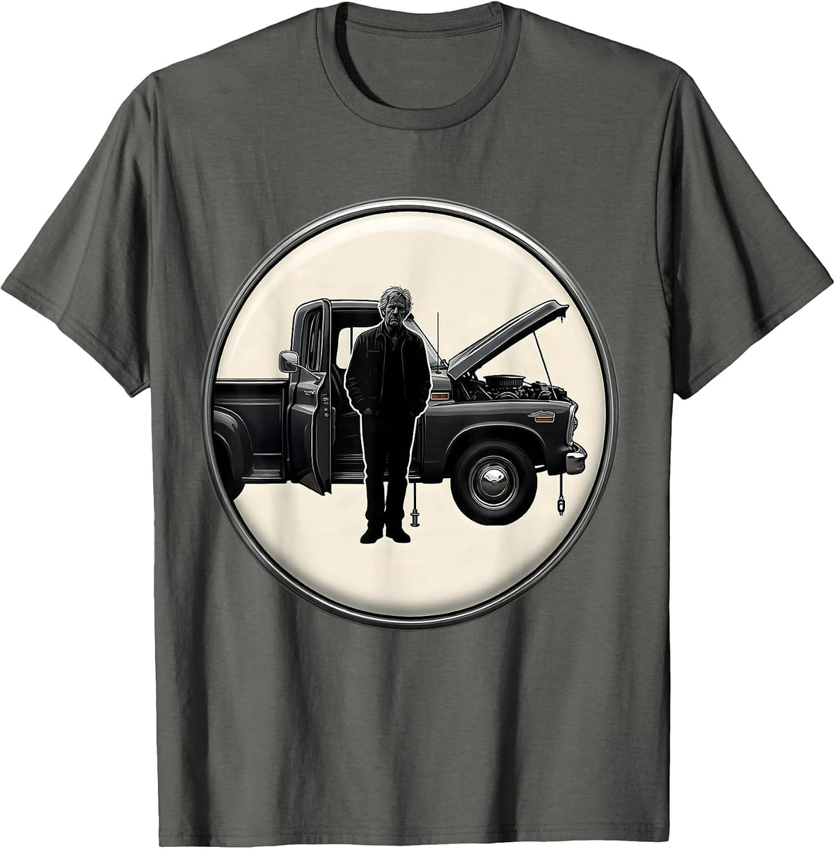 Classic Pickup Guy Vintage Car Enthusiast Humor T-Shirt - Asphalt Grey