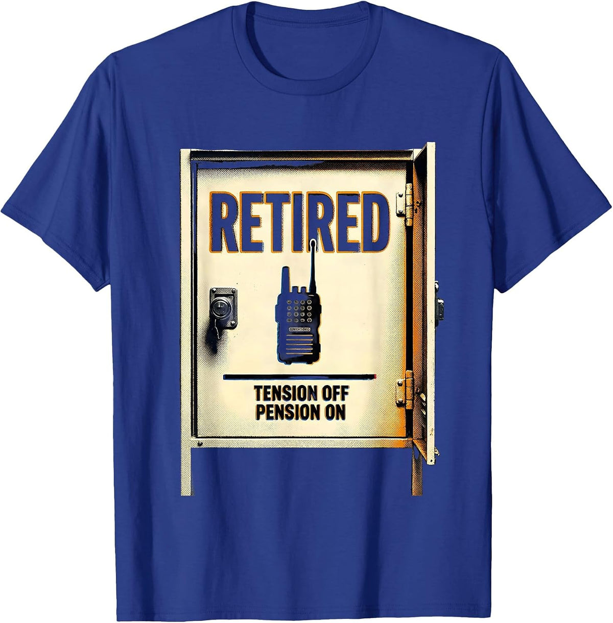 Retired: Tension Off, Pension On Funny Police Officer Gift T-Shirt - Royal Blue