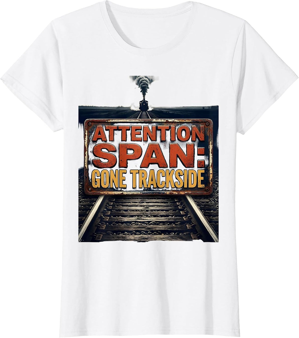 Attention Span: Gone Trackside Vintage Steam Train T-Shirt - White
