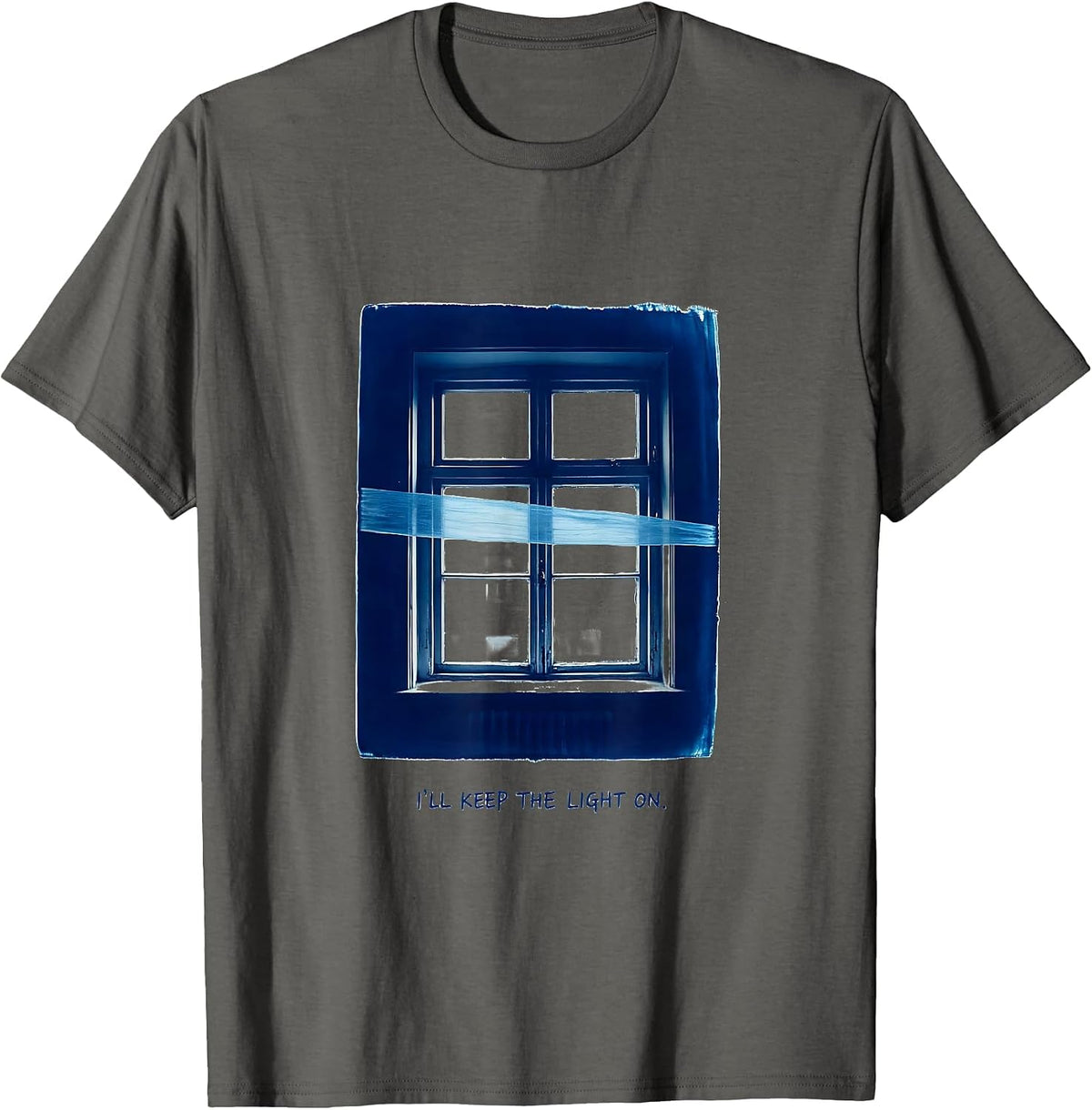 I'll Keep the Light On Thin Blue Line Police Support T-Shirt - Asphalt Grey