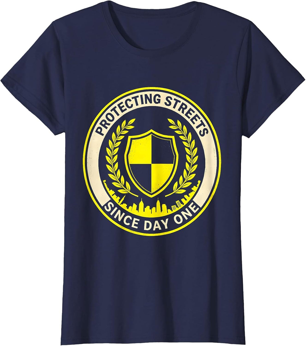 Women's Protecting Streets Since Day One Police Design T-Shirt - Navy Blue