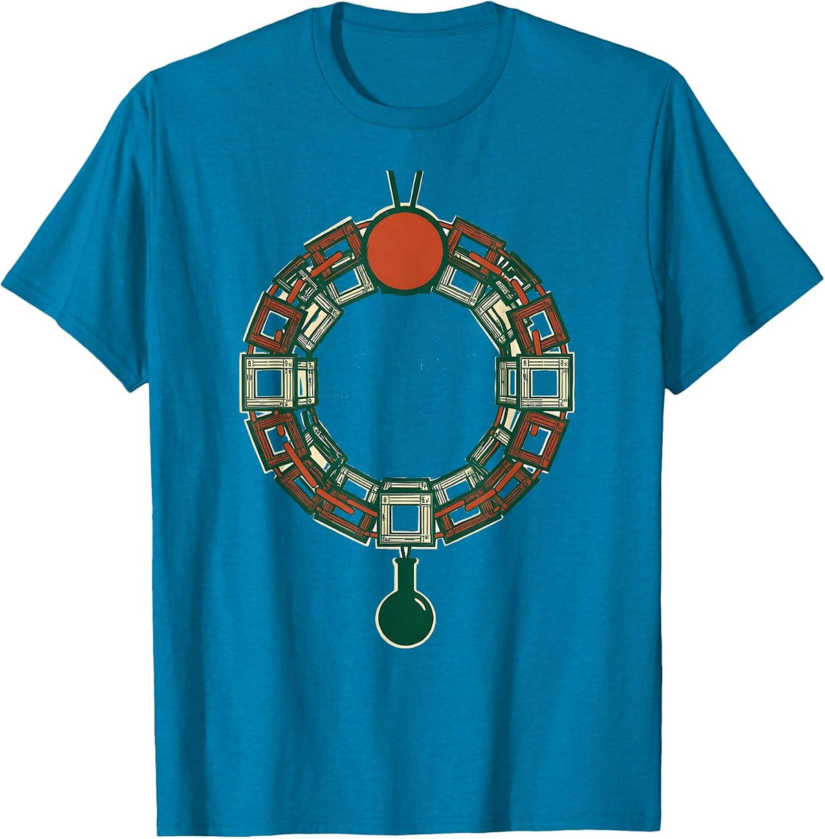 Periodic Table Wreath Nerd Science Humor Gift T-Shirt - Sapphire Blue