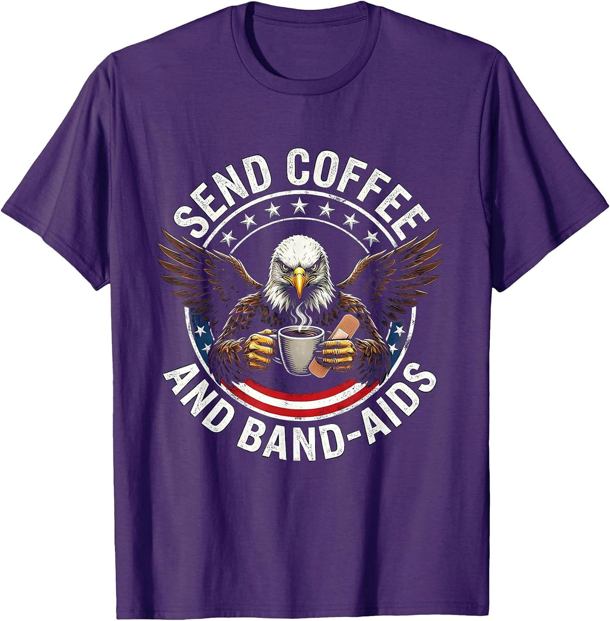 Send Coffee and Band-Aids Preschool Teacher Design T-Shirt - Purple