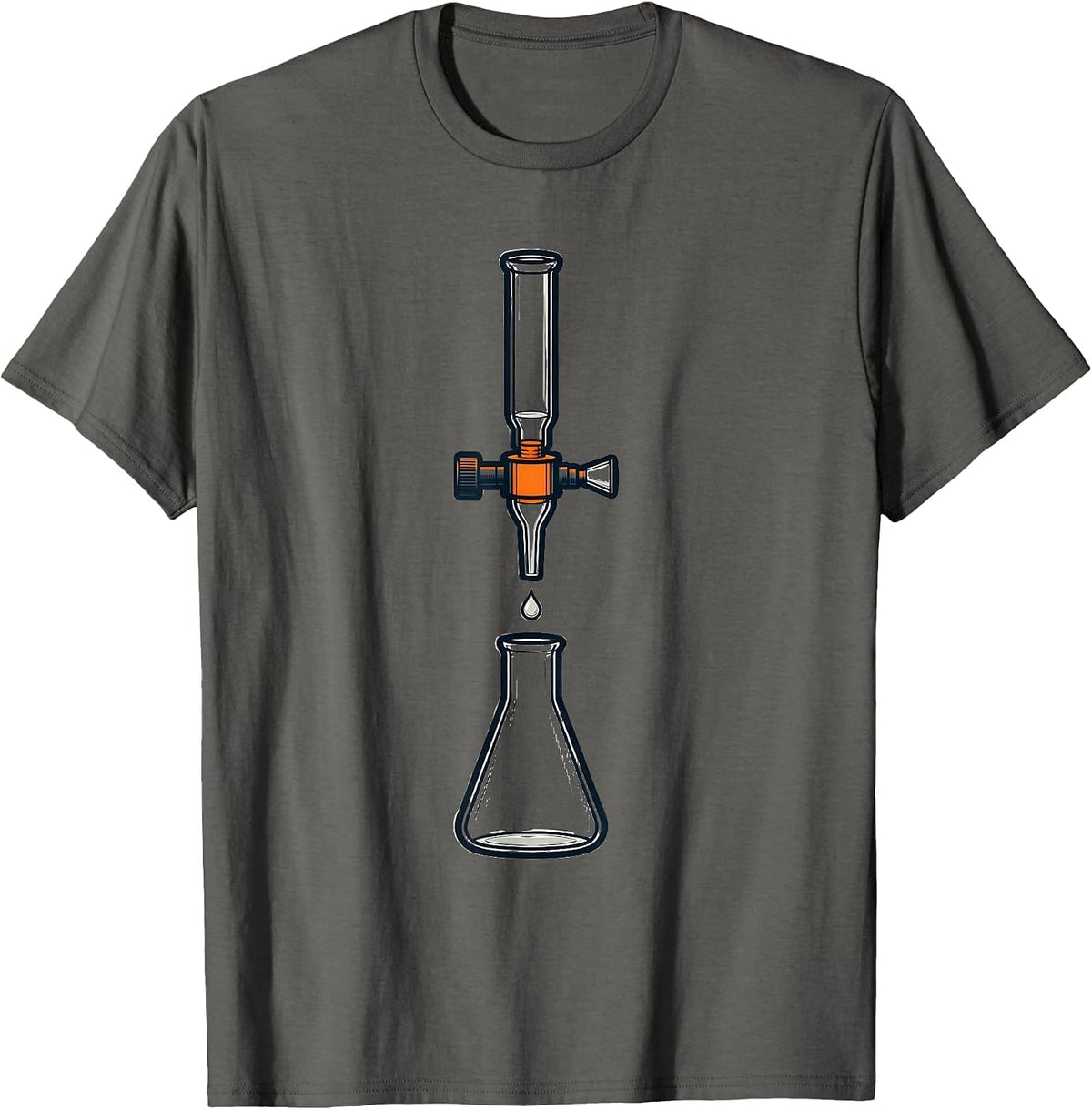 Exploded Titration Assembly Science Nerd Humor Gift T-Shirt - Asphalt Grey