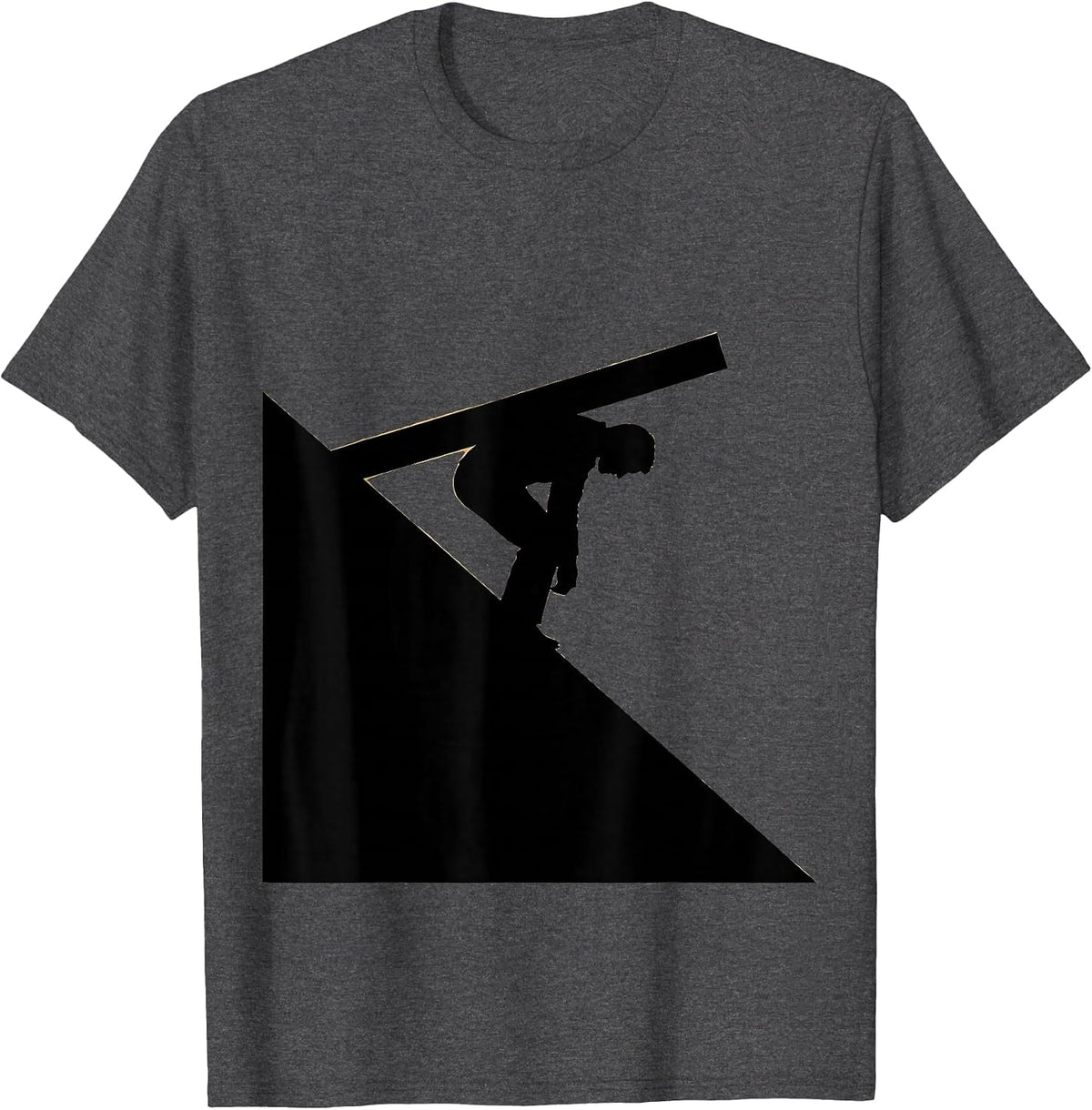 Silhouette Carrying Cross Up the Hill Design T-Shirt - Dark Heather Grey