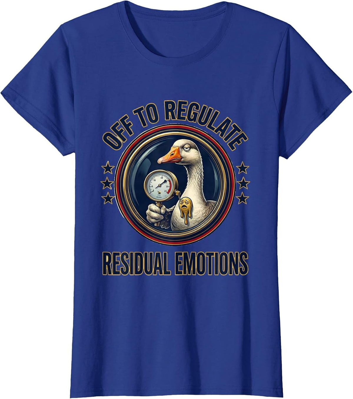 Women's Off to Regulate Residual Emotions Dark Humor Mental Health T-Shirt - Royal Blue