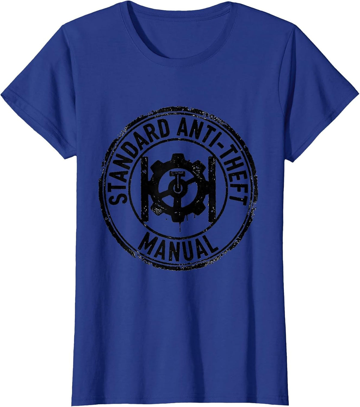 Women's Standard Anti-Theft: Manual Gearbox Driver Car Guy T-Shirt - Royal Blue