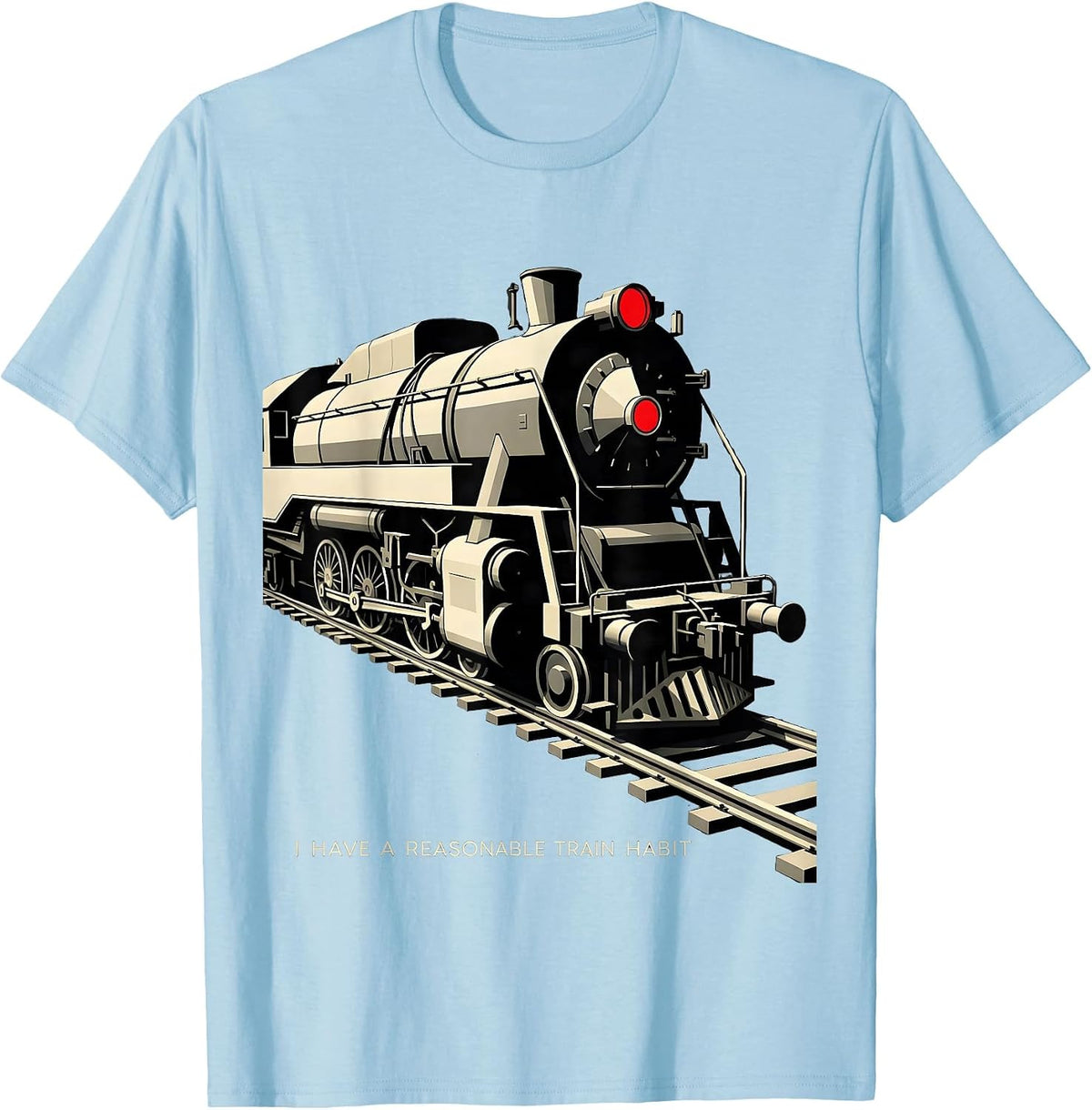 Men's I Have A Reasonable Train Habit Funny Train Enthusiast Model T-Shirt - Baby Blue