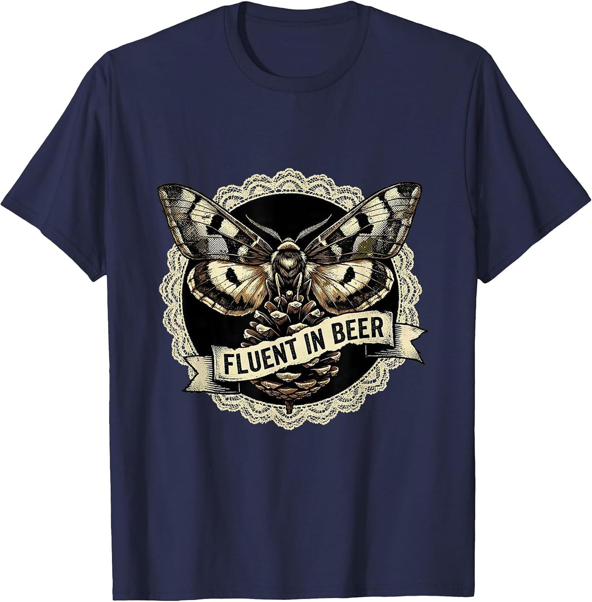 Fluent In Beer Funny Drinking Design T-Shirt - Navy Blue