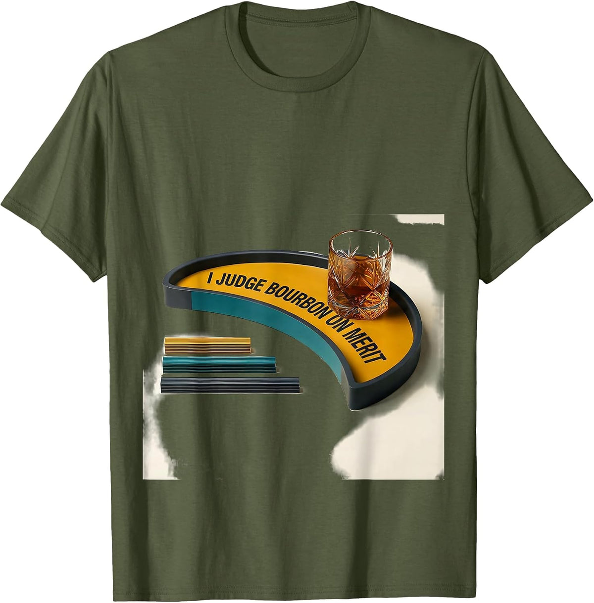 I Judge Bourbon On Merit Funny Bourbon Lover Drinking Humor T-Shirt - Olive Green