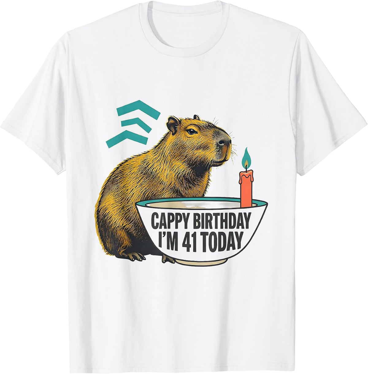 Men's Cappy Birthday I'm 41 Today Funny Capybara Kawaii Birthday T-Shirt - White