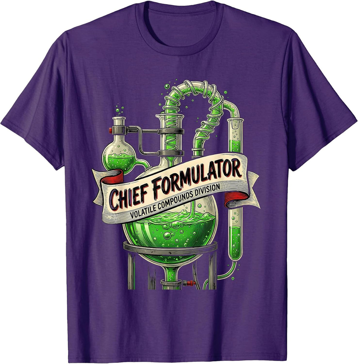 Men's CHIEF FORMULATOR Mad Scientist Science Teacher Humor T-Shirt - Purple