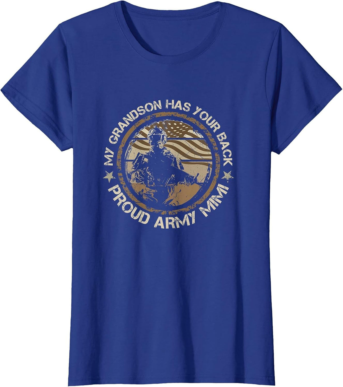 My Grandson Has Your Back Proud Army Mimi Military Family T-Shirt - Royal Blue