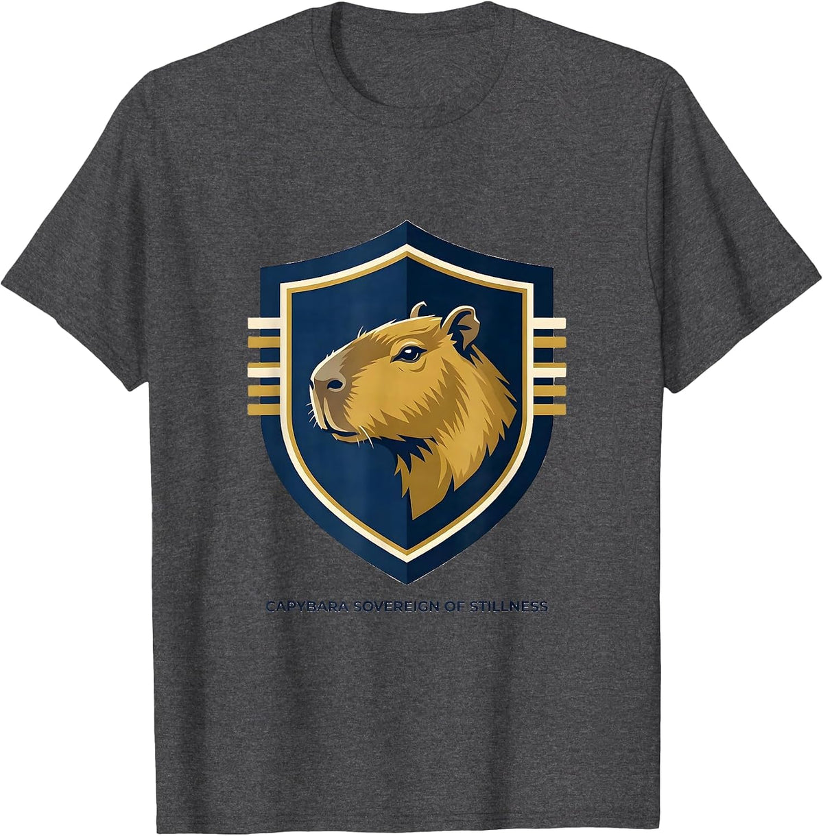 Men's Capybara Sovereign of Stillness Funny Animal Meme Humor T-Shirt - Dark Heather Grey