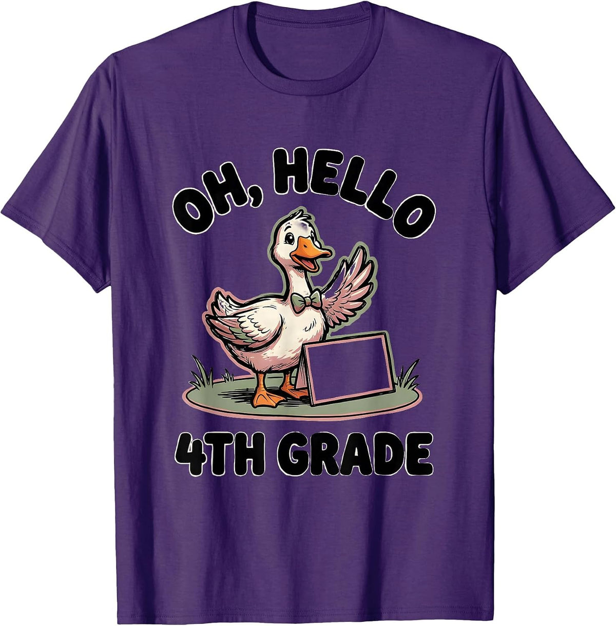 Oh, Hello 4th Grade Cute Goose Teacher Back To School T-Shirt - Purple