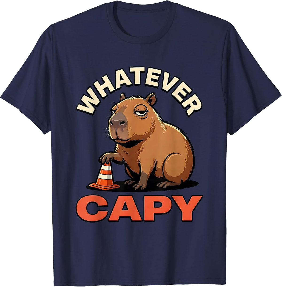 Men's Whatever, Capy Funny Capybara Animal Meme Gamer T-Shirt - Navy Blue