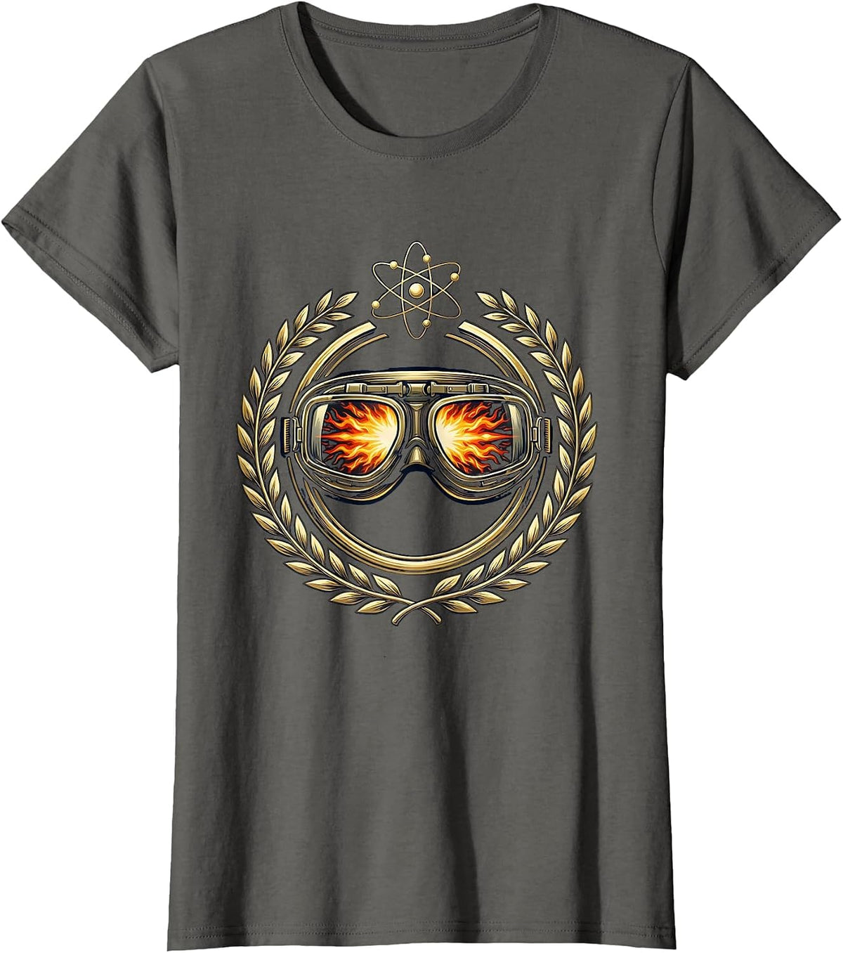 Women's Science Teacher Safety Goggles Explosion Graphic T-Shirt - Asphalt Grey