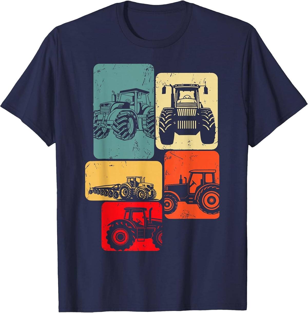 Tractors Farm Kids Boys T-Shirt Tee for Toddler Boys and Girls Tractor Shirts - Navy Blue