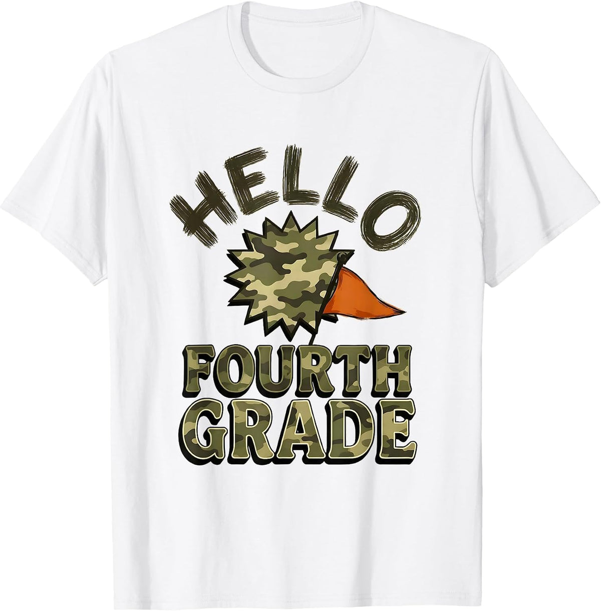 Men's Hello Fourth Grade Camo Back To School Teacher Boys T-Shirt - White