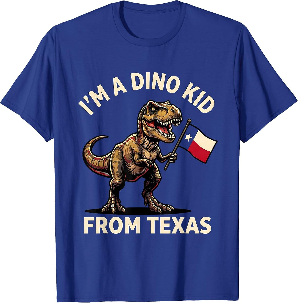 I'm A Dino Kid From Texas Playful Texas Pride Dinosaur Lover T-Shirt - Royal Blue