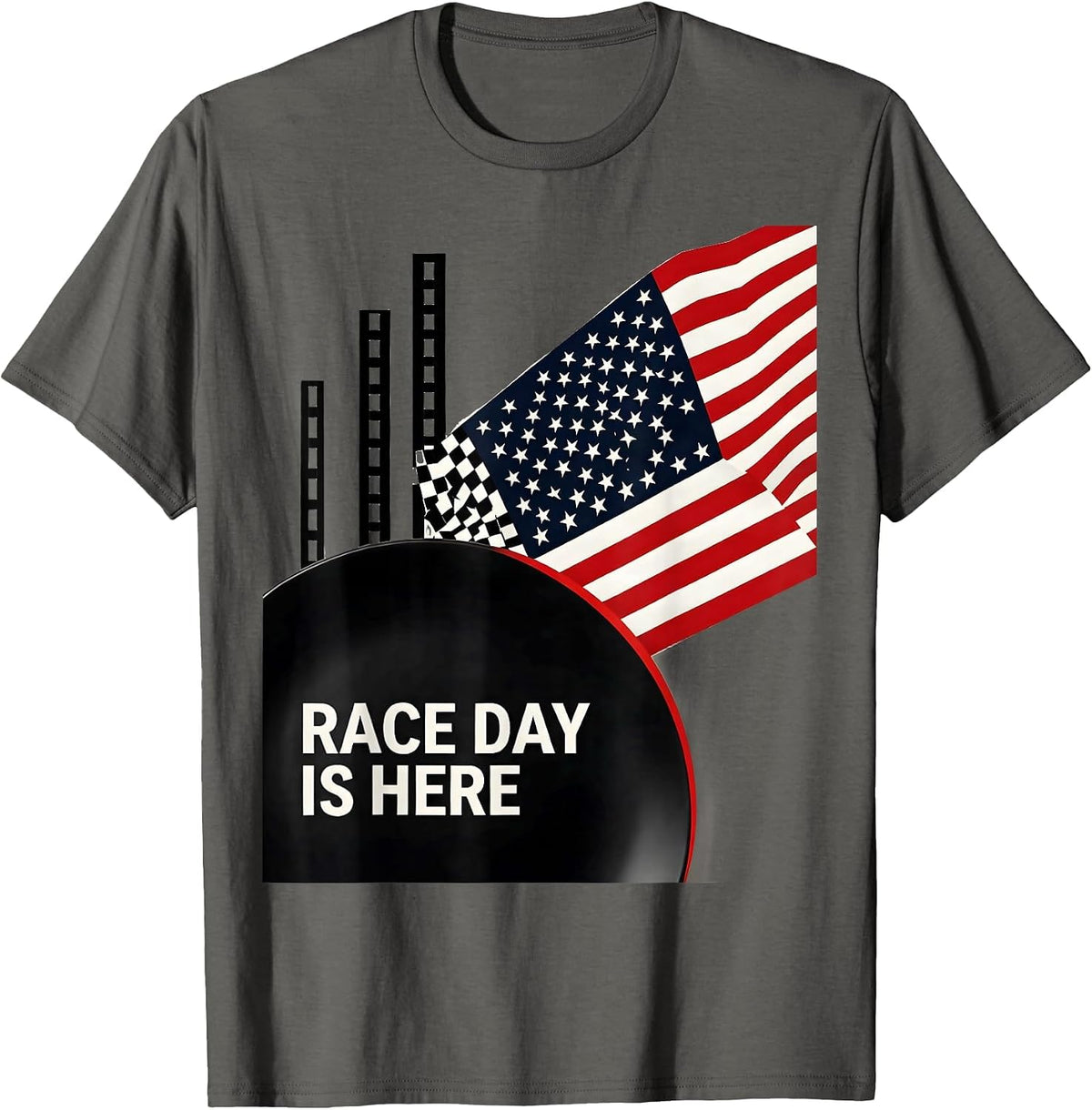 Race Day Is Here Swiss International Patriotic Drag Racing T-Shirt - Asphalt Grey