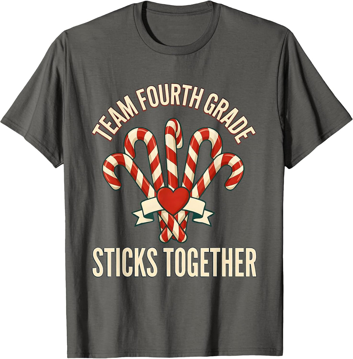 Men's Team Fourth Grade Sticks Together Sign Painter Teacher T-Shirt - Asphalt Grey