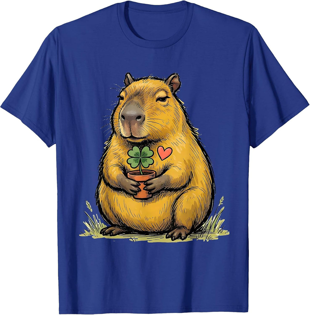 Men's Capybara Meme Kawaii Gamer Humor Cute T-Shirt - Royal Blue