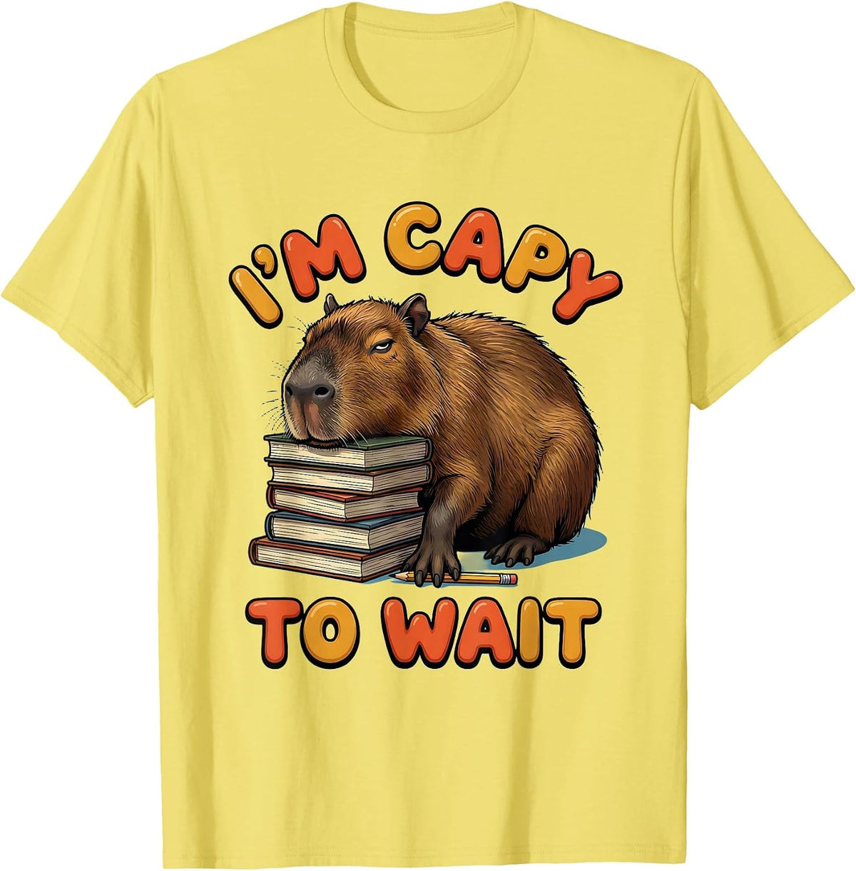 Men's I'm Capy To Wait Funny Capybara Gamer Kawaii Humor T-Shirt - Lemon Yellow