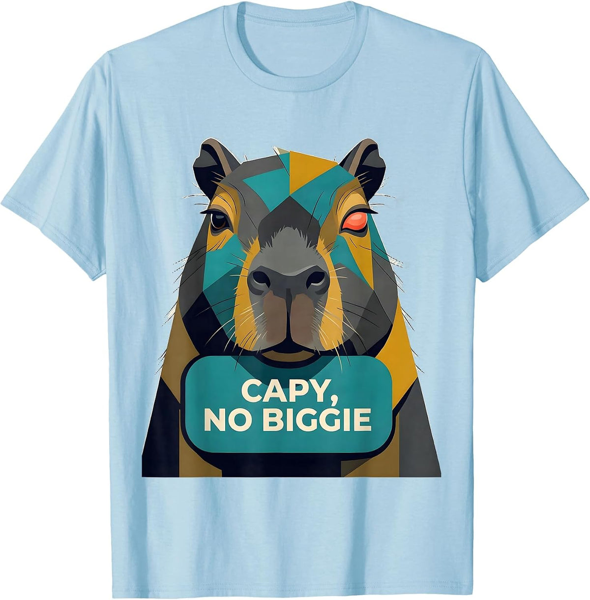 Men's Capy, No Biggie Funny Capybara Meme Gamer Humor T-Shirt - Baby Blue