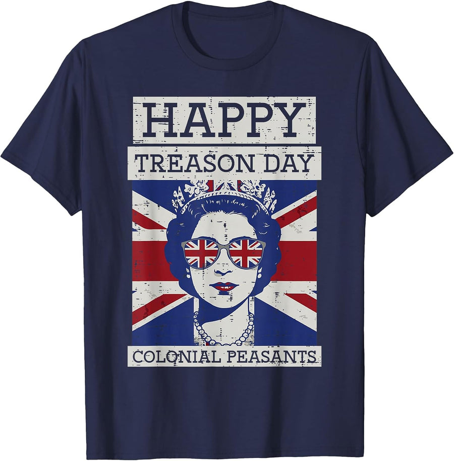 4th of July Queen Happy Treason Day Funny Women Men Kids T-Shirt - Navy Blue