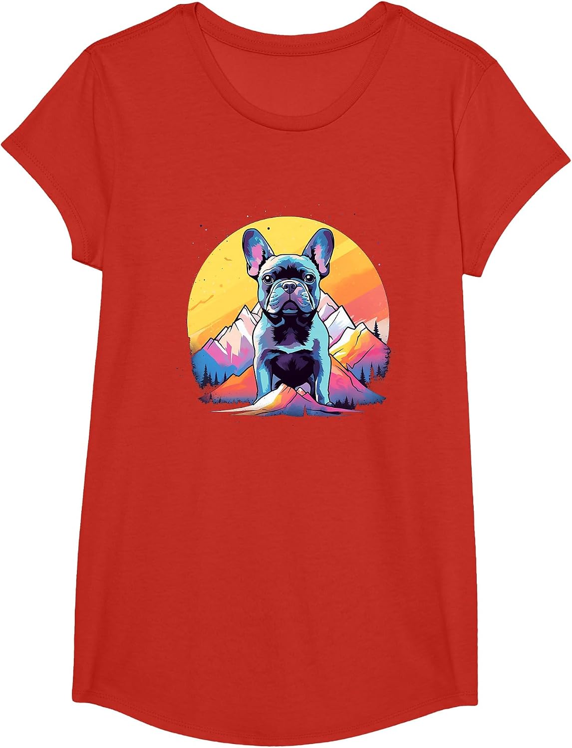 French Bulldog Dog Men Women Kids T-Shirt - Girls Red