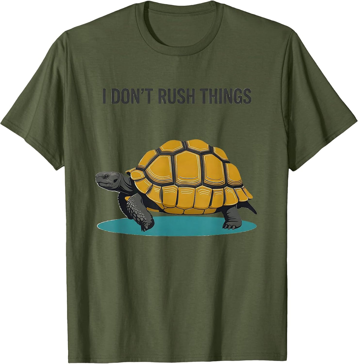 Men's I Don't Rush Things Midcentury Modern Tortoise Lover Gift T-Shirt - Olive Green