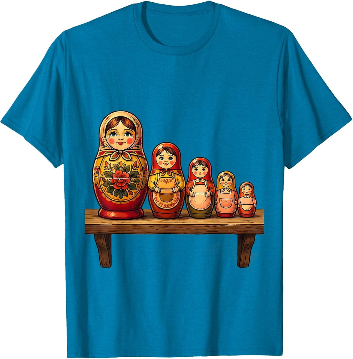 Preschool Teacher Nesting Dolls Shelf Graphic T-Shirt - Sapphire Blue