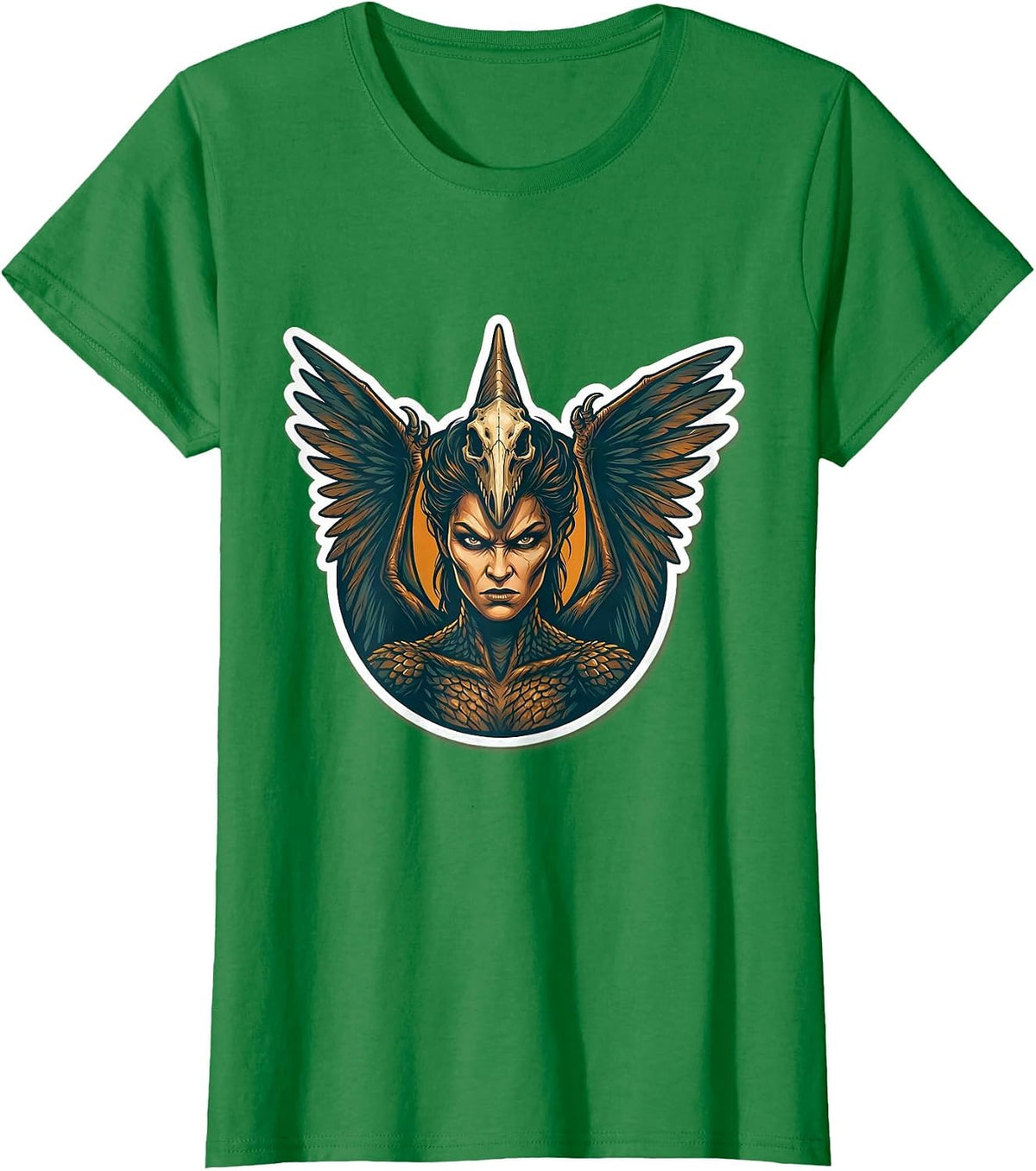 Fierce Pterodactyl Wing Cloak Dinosaur Warrior T-Shirt - Kelly Green
