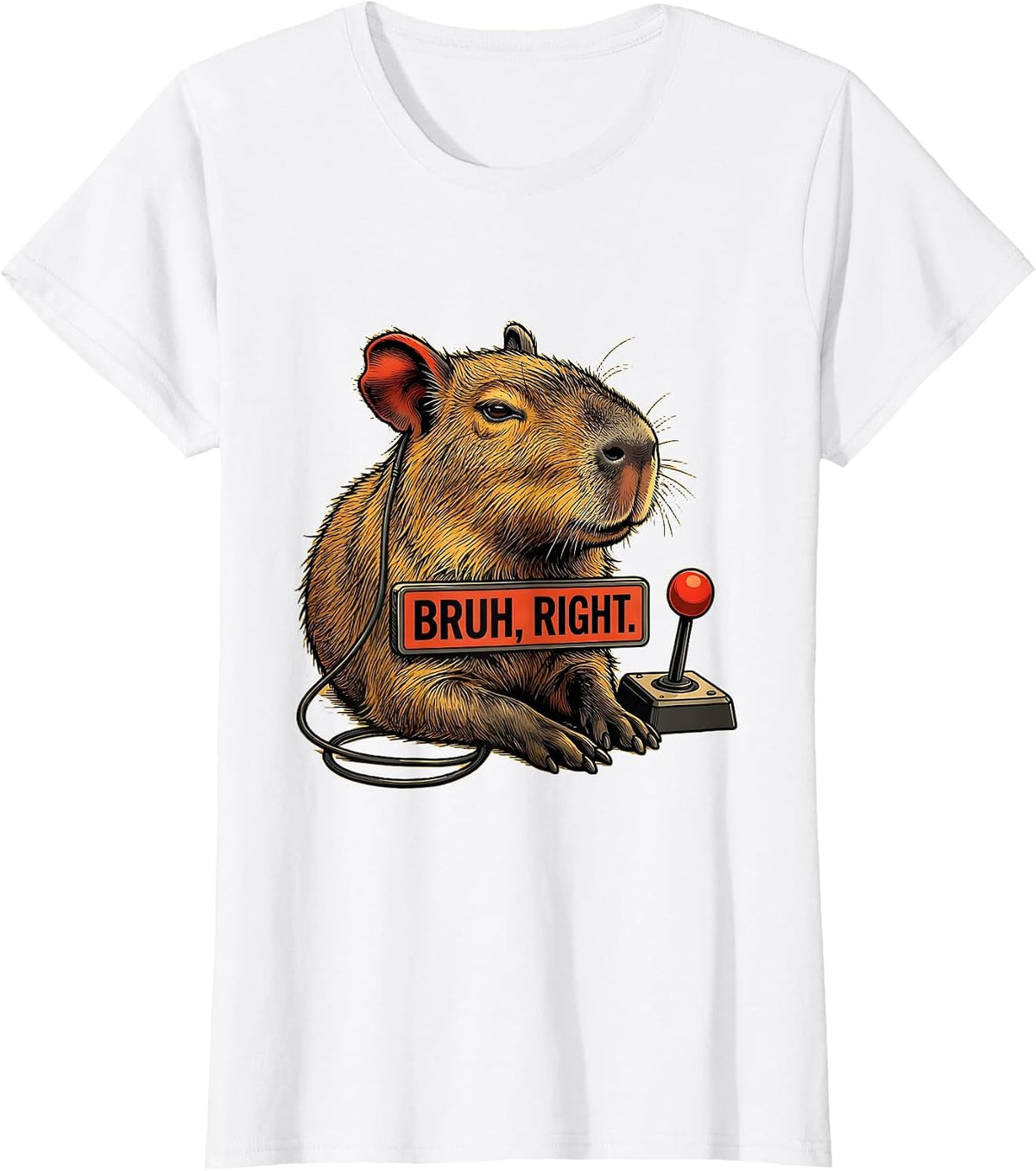 Bruh Right Funny Capybara Gamer Meme Humor T-Shirt - White