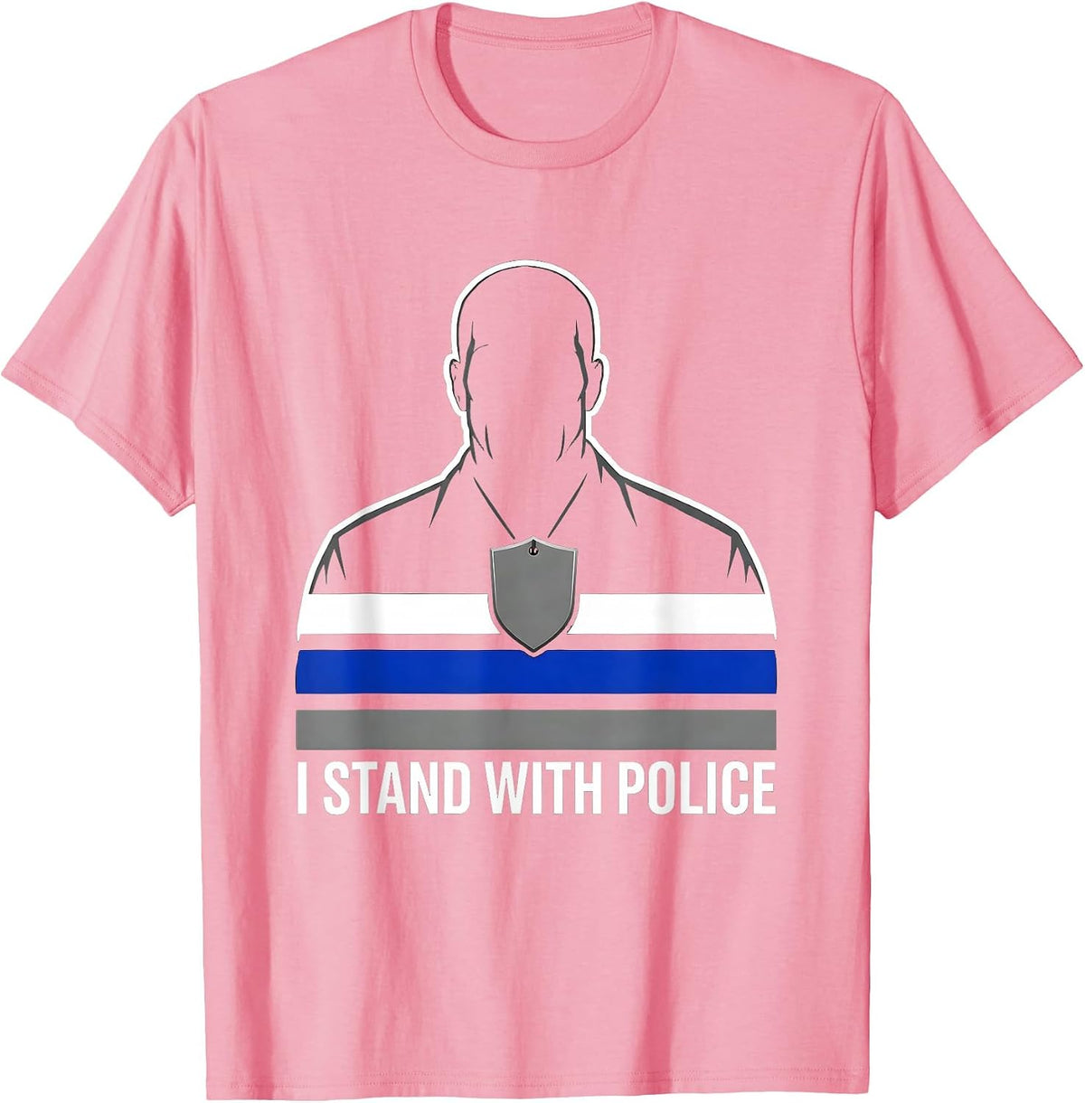 I Stand With Police Thin Blue Line Police Support K9 T-Shirt - Pink