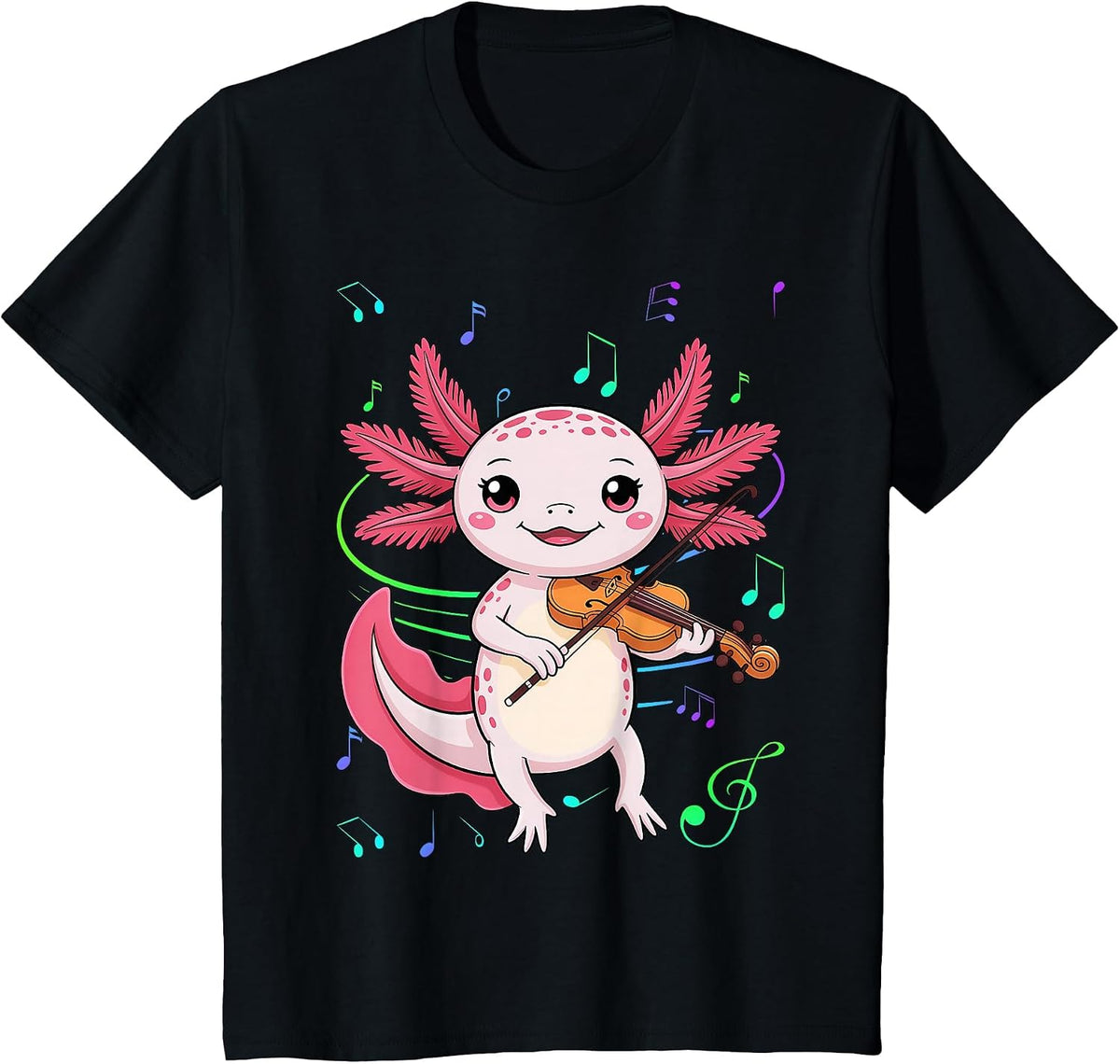Axolotl Playing Violin Axolotls Musician Music T-Shirt - Black