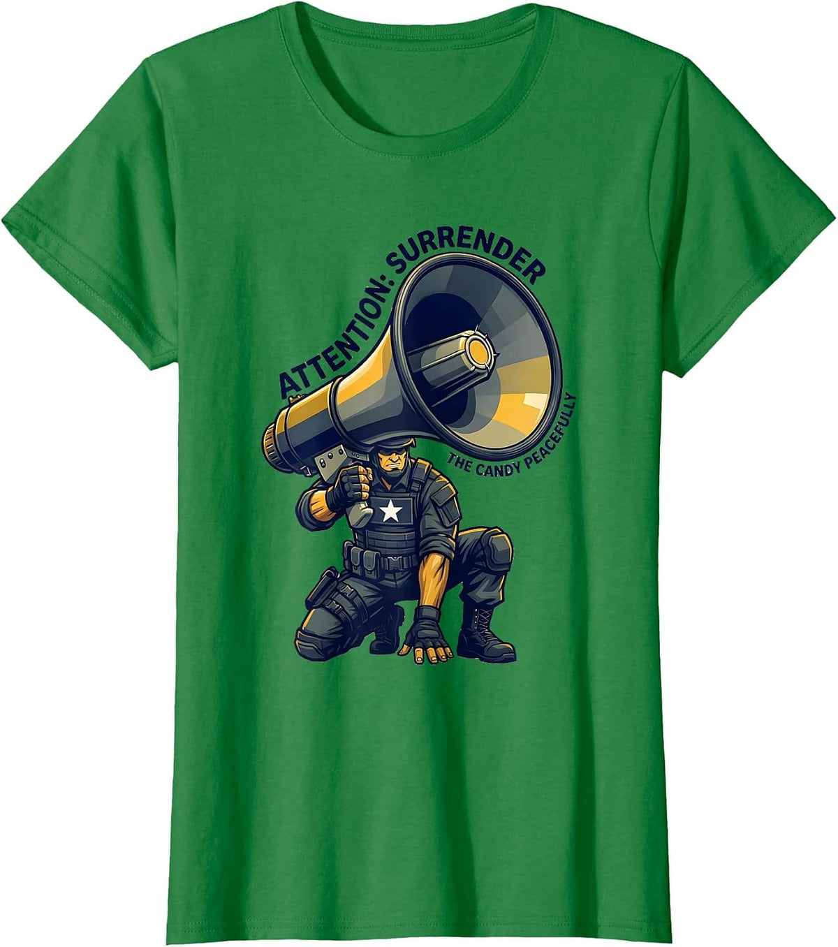 Attention: Surrender The Candy Peacefully Police Costume T-Shirt - Kelly Green